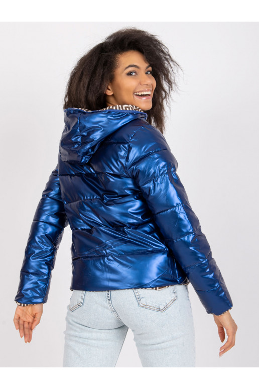 Mėlyna apverčiama striukė su gobtuvu...