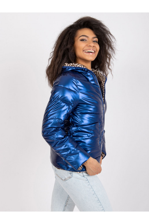 Mėlyna apverčiama striukė su gobtuvu...