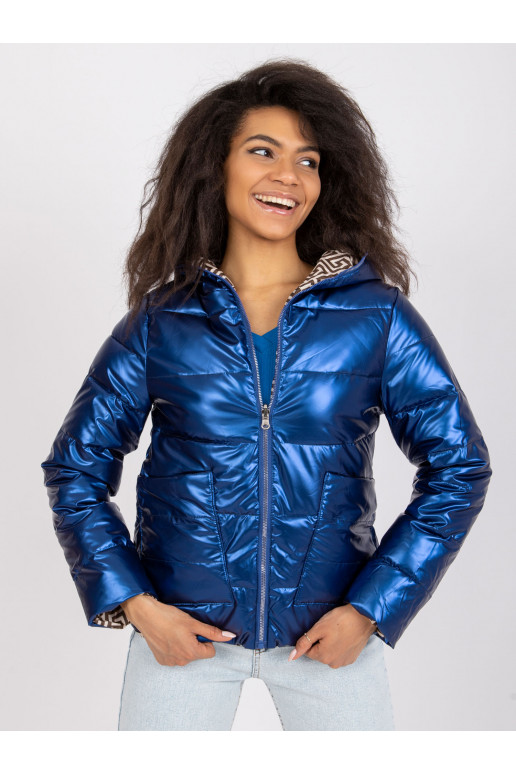 Mėlyna apverčiama striukė su gobtuvu...