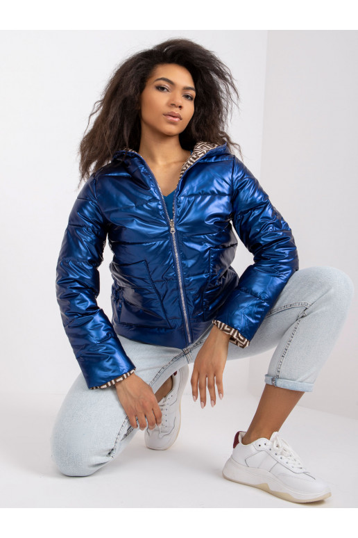 Mėlyna apverčiama striukė su gobtuvu...