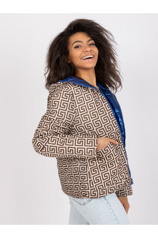 Mėlyna apverčiama striukė su gobtuvu...