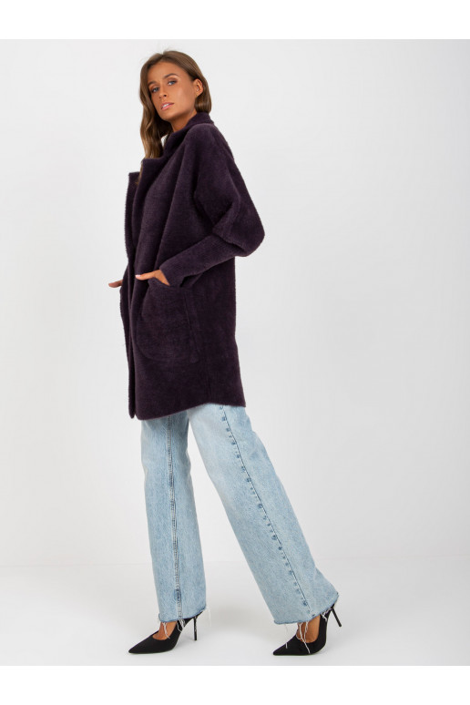 Tamsiai violetinis alpakų paltas su... Tamsiai violetinis alpakų paltas su...