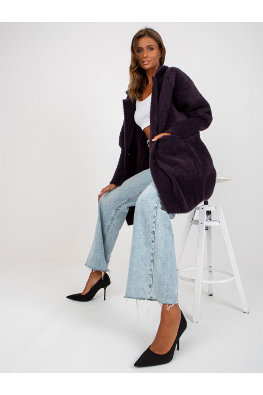 Tamsiai violetinis alpakų paltas su... Tamsiai violetinis alpakų paltas su...